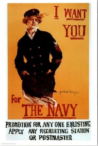 Repro  NAVY WWI Recruitment Poster  WOMAN~I WANT YOU!  4X6 Military POSTCARD
