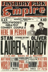 Laurel & Hardy Live Finsbury Park London 1954 Theatre Poster Postcard