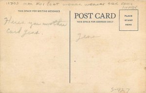1930s Fur Coat Woman Weaker sex comic humor artist impression Postcard 22-8396