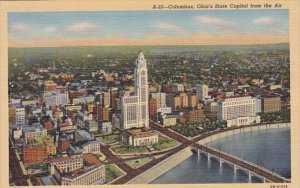 Ohio Columbus State Capitol From The Air Curteich