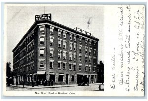 1905 New Dom Hotel Exterior Roadside Hartford Connecticut CT Private Postcard