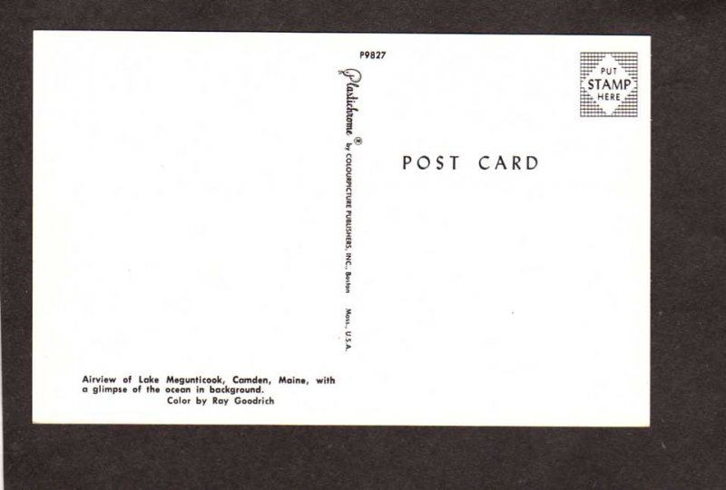 ME Aerial View Camden Maine Lake Megunticook Postcard