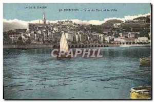 Old Postcard Menton View Du Port and the City