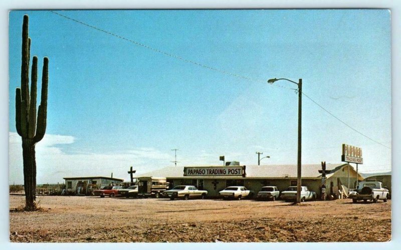 PAPAGO TRADING POST between Casa Grande & Gila Bend, Arizona AZ 1960s  Postcard