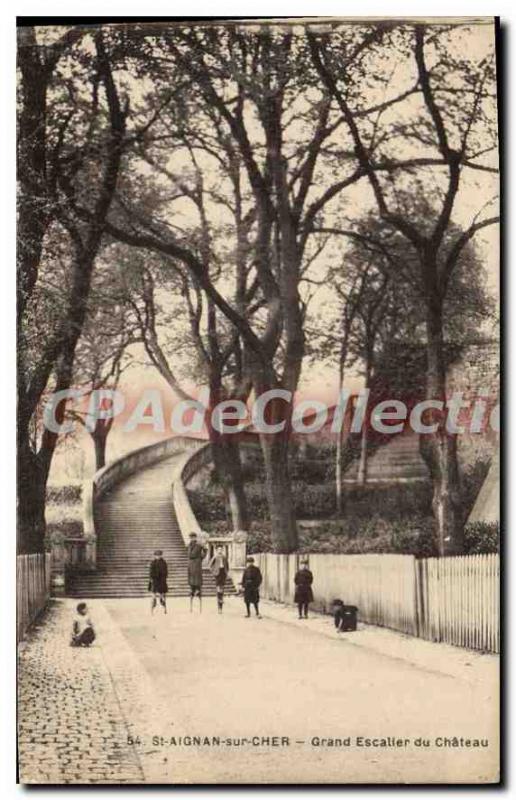 Postcard Old St Aignan Grand Staircase of Chateau