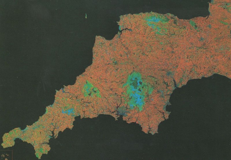 South West England From Outer Space Astronomy Map Postcard