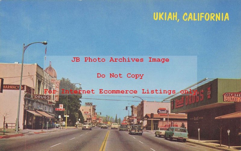 CA, Ukiah, California, Rexall Drug Store, 50s Cars, Mike Roberts No C16316