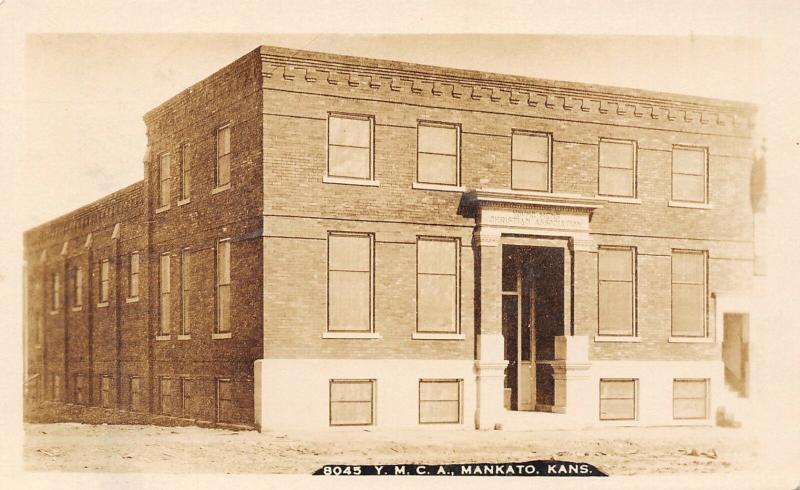 Mankato Kansas~YMCA Building~Newly Constructed~Topsy Next to Nothing~1910 RPPC 