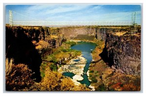 Hansen River Suspension Bridge Snake River Idaho ID UNP Chrome Postcard S13