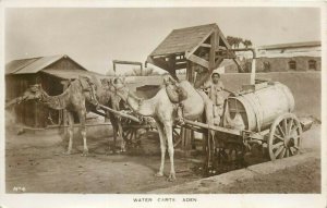 Aden Yemen water carts ethnic life real photo postcard