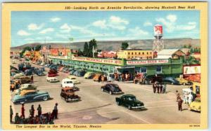 TIJUANA, MEXICO  Avenida Revolucion MEXICALI BEER HALL c1940s Linen Postcard