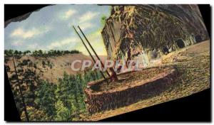 Postcard Old Wild West Cowboy Kiva of ancient cliff dwellers in ceremonial ce...