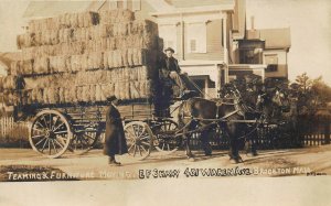 Brockton MA E. F. Shaw Teaming & Furniture Moving Horses Real Photo Postcard