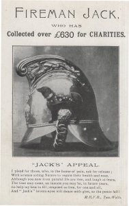 Fireman Jack Antique WW1 Charity Fire Helmet Fundraising Postcard