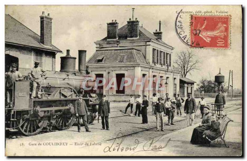 Postcard Old Station Couliboeuf Phylum Falaise TOP Machiena Steam Train