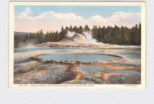 ANTIQUE POSTCARD NATIONAL STATE PARK YELLOWSTONE CASTLE WELL AND CASTLE CONE