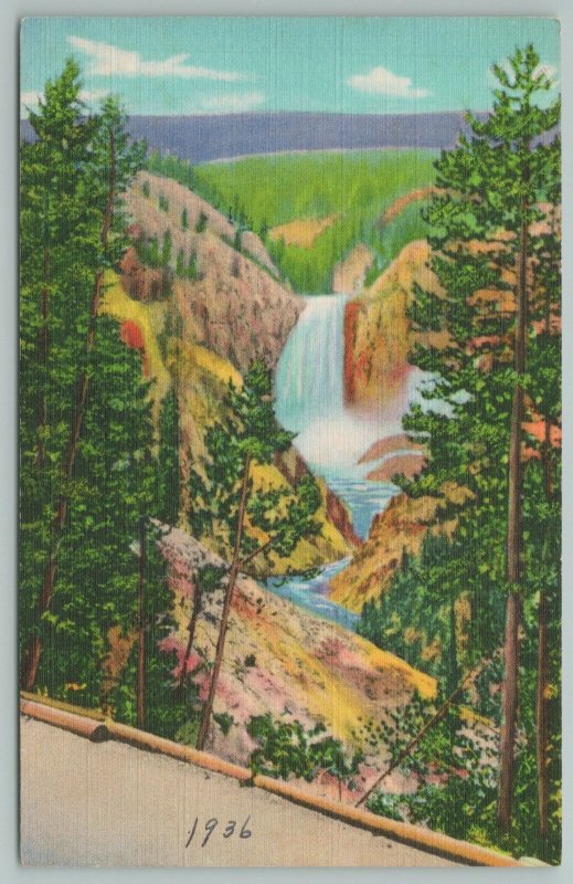 Grand Canyon of Yellowstone Idaho~Lower Falls @ Artist Point~Vintage Postcard