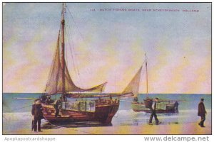 Netherlands Dutch Fishing Boats Near Sceveningen 1910