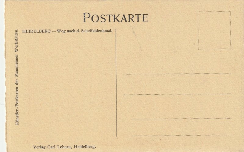 HEIDELBERG, SCHEFFELDENKMAL WAY, Germany - Vintage POSTCARD (Drawing)