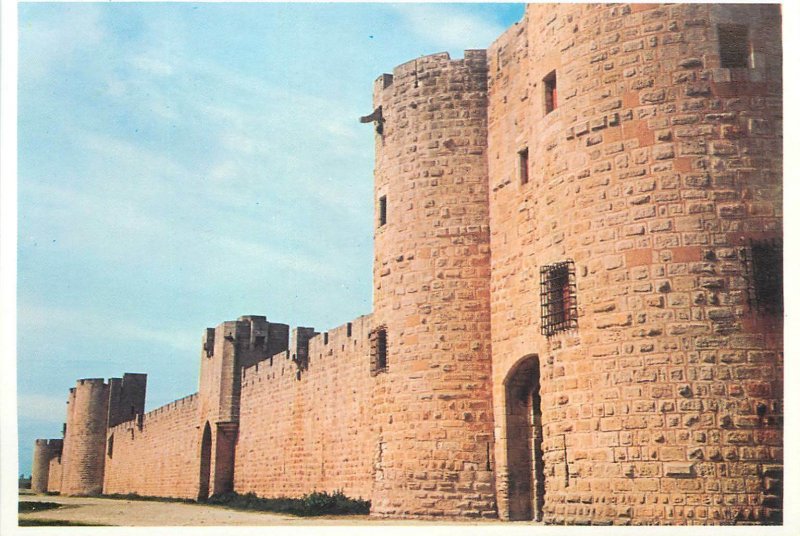 Trade card Europe in Middle Age France Aigues-Mortes historical landmark walls