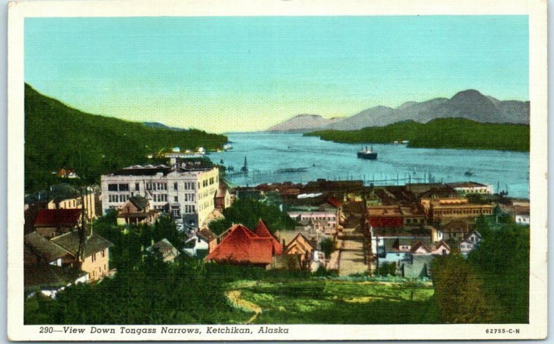 Postcard - View Down Tongass Narrows, Ketchikan, Alaska 