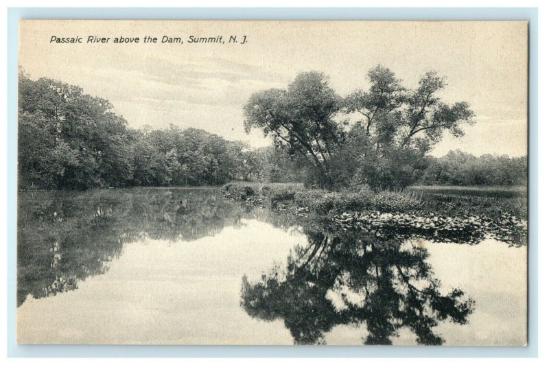 1908 Passaic River Above Dam Summit New Jersey NJ New Providence Postcard 