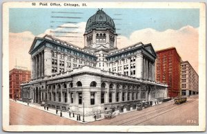 1923 Post Office Chicago Illinois Street View And The Building Posted Postcard