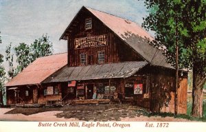 Eagle Point, Oregon BUTTE CREEK MILL Flour Mill Roadside 1960s Vintage Postcard