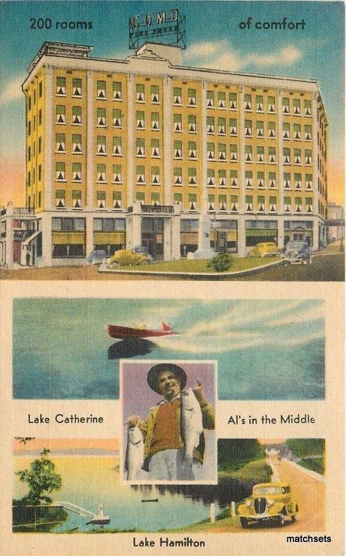 1940s Hotel Como Hot Springs National Park Arkansas linen postcard 12614