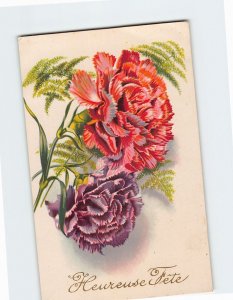 Postcard Carnations Flower Happy Celebration Card