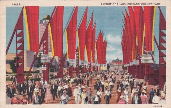 Chicago World's Fair 1933 Avenue Of Flags Curteich