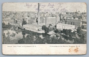 PATERSON NJ BIRDS EYE VIEW ANTIQUE POSTCARD 