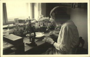 Women in Science Social History Microscope Vials c1940 Real Photo Postcard
