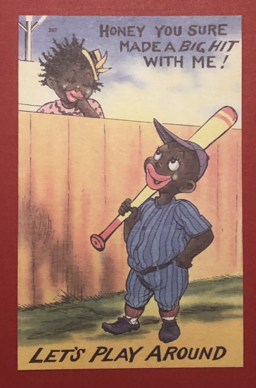 Black Americana, “Honey you made a big hit lets play around”, Vintage Postcard