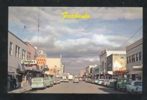 FAIRBANKS ALASKA DOWNTOWN STREET SCENE OLD CARS STORES VINTAGE POSTCARD