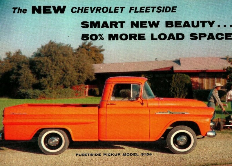 Vtg Advertising Postcard Chevrolet Fleetside Model 3134 Oversize 5 1/8 x 8 1/4