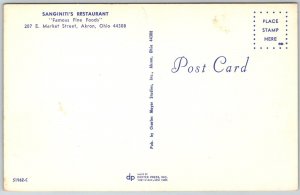 Akron Ohio 1950s Postcard Sanginiti's Restaurant