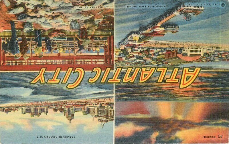 New Jersey Atlantic City Multi View Teich linen Jersey Supply Postcard 22-653