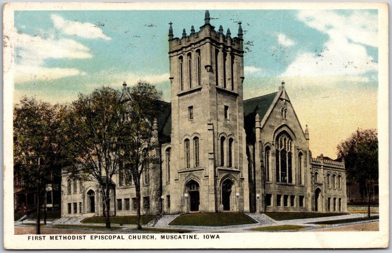 1919 First Methodist Episcopal Church Muscatine Iowa IA Posted Postcard