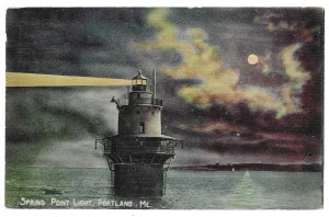 Spring Point Light, Portland, ME PPC Mailed 1912 to Epping, New Hampshire