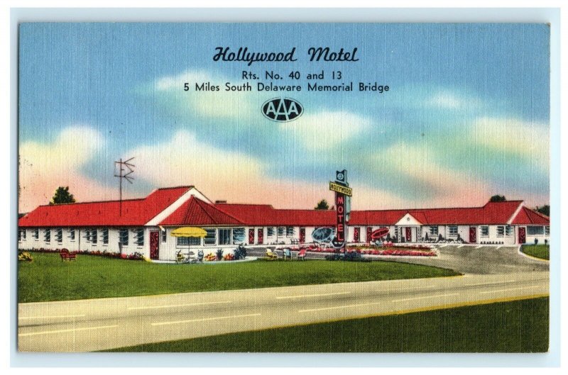 Hollywood Motel Motor Court New Castle Delaware DE Postcard (Q3)