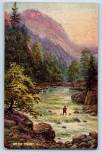 Perthshire Scotland Postcard Fishing Scene on Tummel c1910 Oilette Tuck Art