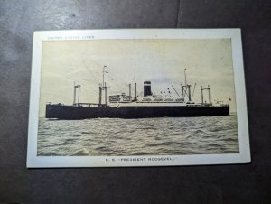Mint USA Ship RPPC Postcard SS President Roosevelt Twin Screw Oil Burner