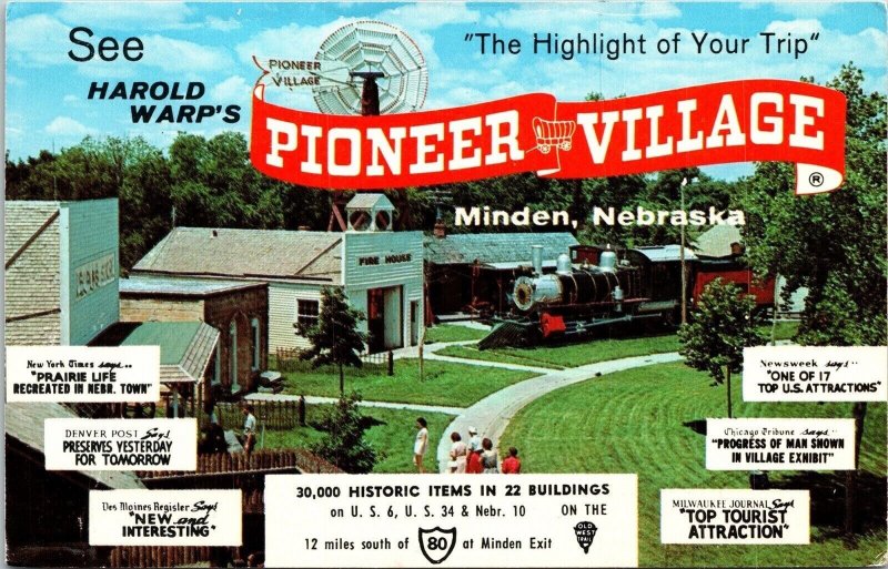 Pioneer Village Minden Nebraksa NE Postcard VTG UNP Vintage Unused Chrome 