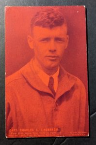 Mint Aviation Pilot Portrait Postcard Captain Charles A Lindbergh Transatlantic