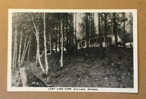 VINTAGE RPPC USED 1953 LOST LAKE CAMP, ELK LAKE, ONTARIO CANADA