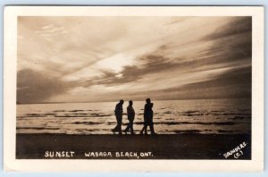 1946 RPPC WASAGA BEACH ONTARIO SUNSET*SAUNDERS REAL PHOTO POSTCARD