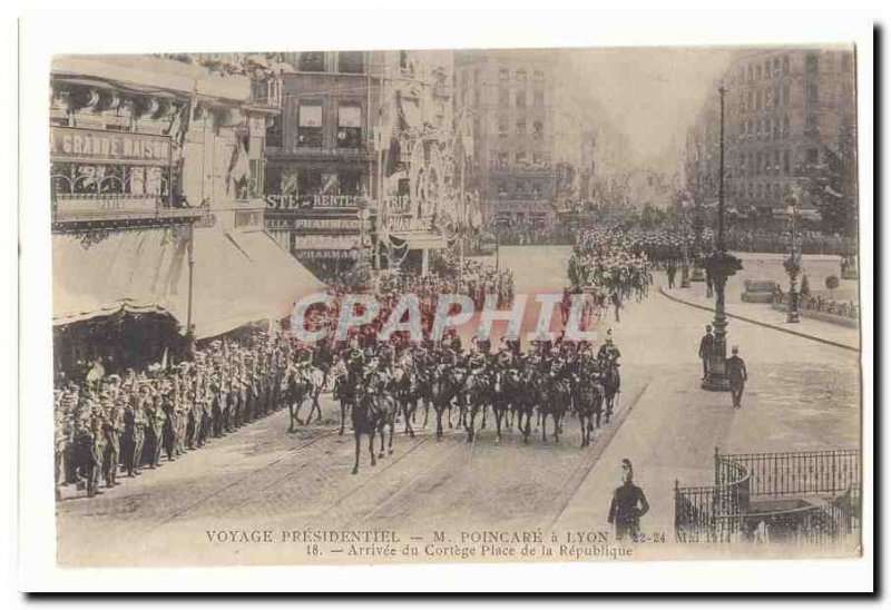 Lyon Old Postcard Travel presidential M Poincare in Lyon 22-24 May 1914 Arriv...