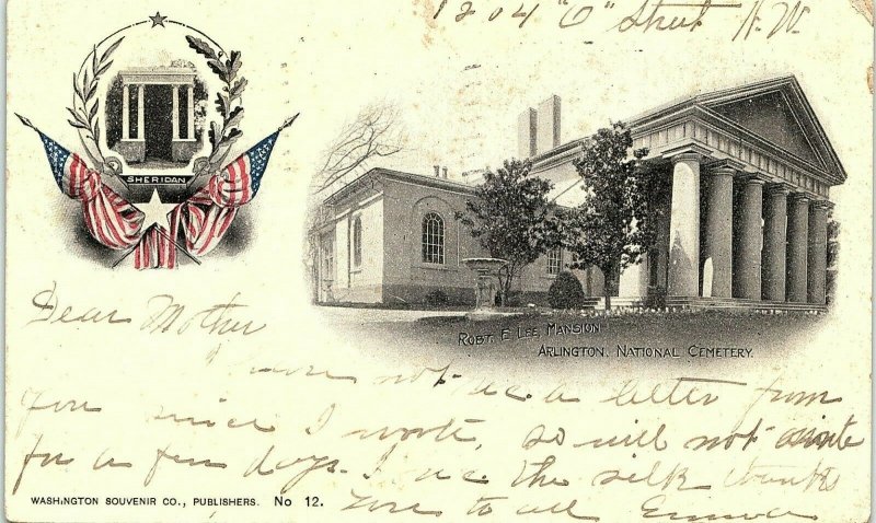 1902 Robt. E. Lee Mansion Arlington National Cemetery Private Mailing Card 14-6 