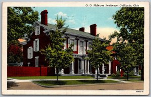 Gallipolis Ohio 1942 Postcard O.O. McIntyre Residence Home Mansion